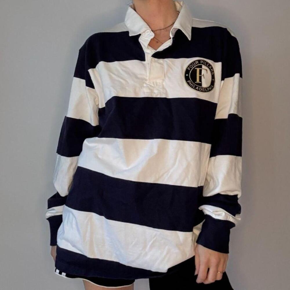 NAVY & WHITE RUGBY SHIRT FOUR PILLARS PHILLY SHIRT - Picture 3 of 6